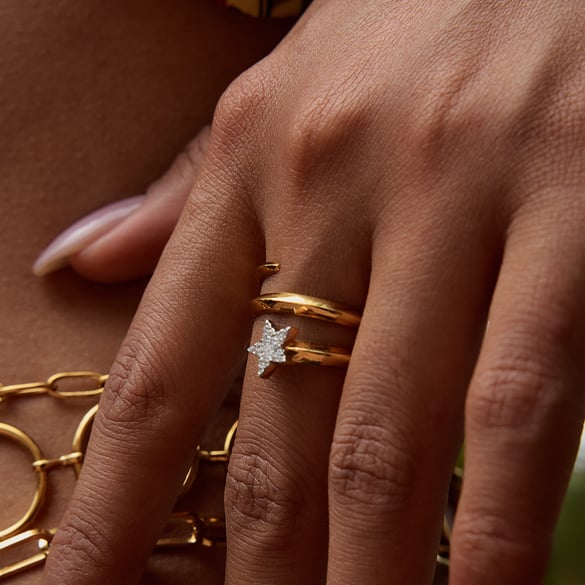 Einfache Stern Edelstahl Gold Farbe Minimalist Ringe 2