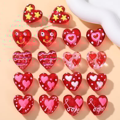 Sweet Red Elegant Heart Glass DIY Jewelry Beads h5 Picture3