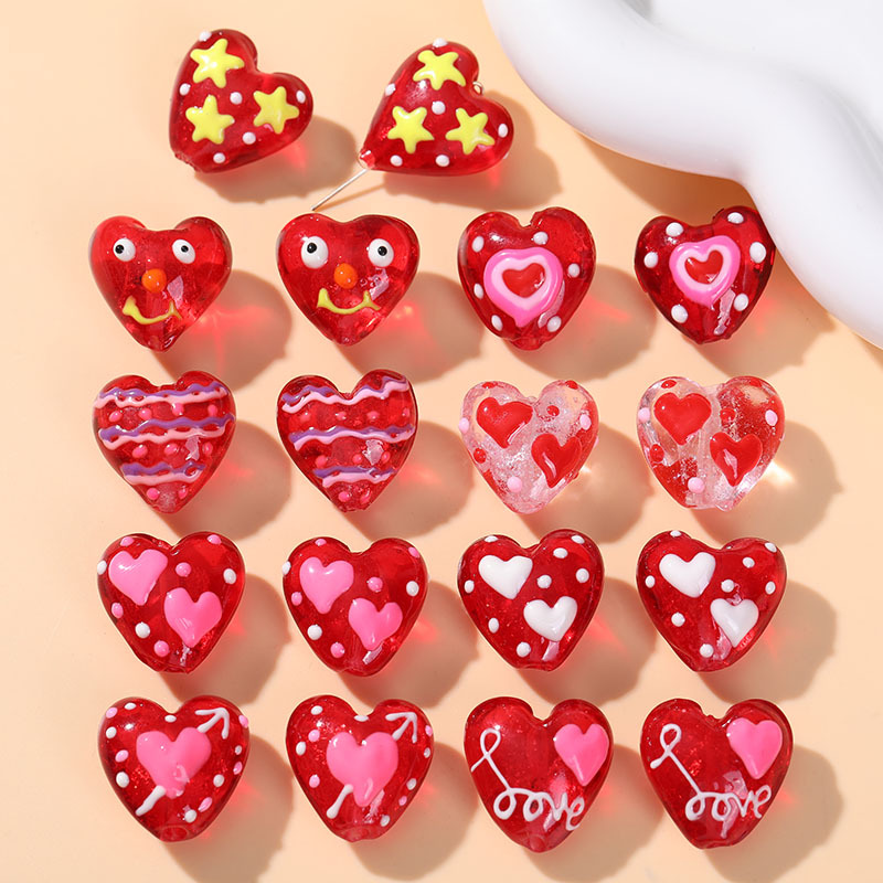 Sweet Red Elegant Heart Glass DIY Jewelry Beads Picture3