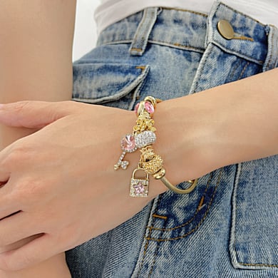 1 Stück Simple Series Niedliche Schließfach-Armreifen aus Edelstahl für Damen h5 Bild3