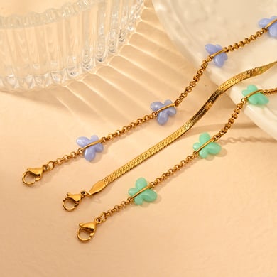 Romantic Sweet Butterfly Stainless Steel Gold Color Women's Anklets h5 Picture3