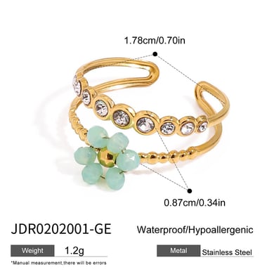 Sweet Flower Edelstahl Goldfarben Verstellbare Ringe h5 