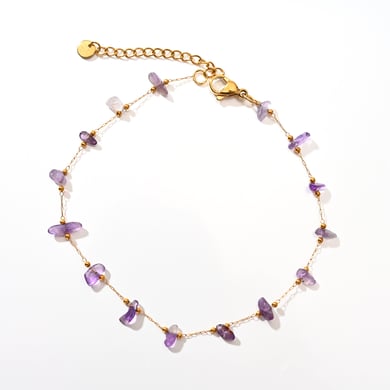 Polychrome Natural Flower Stainless Steel Gold Color Women's Anklets h5 Picture7