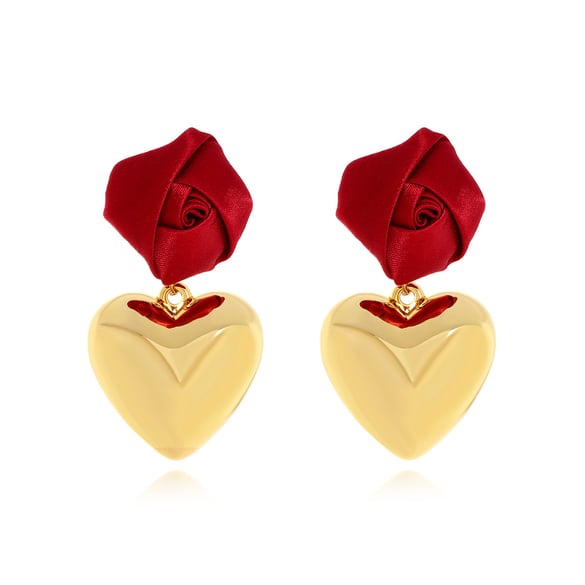 1 Pair Vintage Rose Heart Dangle Earrings