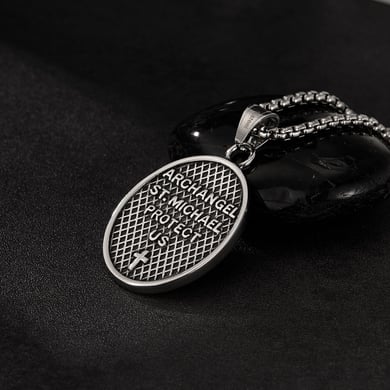 Classic Religious Oval Stainless Steel Men's Necklaces h5 Picture6