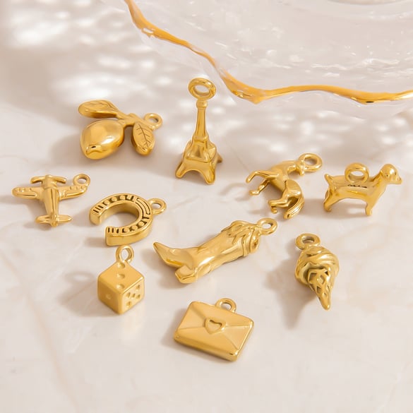 1 pieza de colgantes geométricos simples de acero inoxidable en color dorado para mujer 2