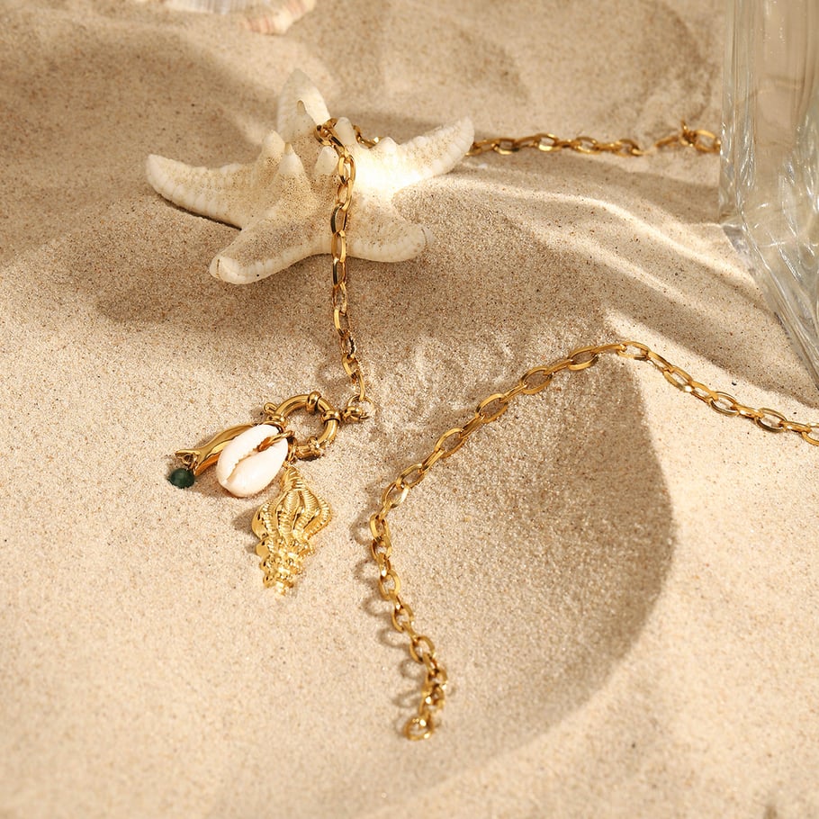 Oceanic Stainless Steel Gold Color Pendant Necklace Picture4