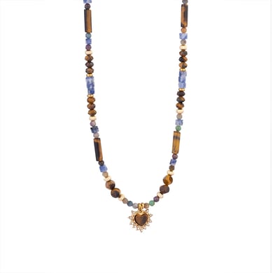 1 Piece Bohemia Style Classic Beads Stainless Steel Tiger's-eye Natural Stone Women's Beaded Necklaces h5 Picture7
