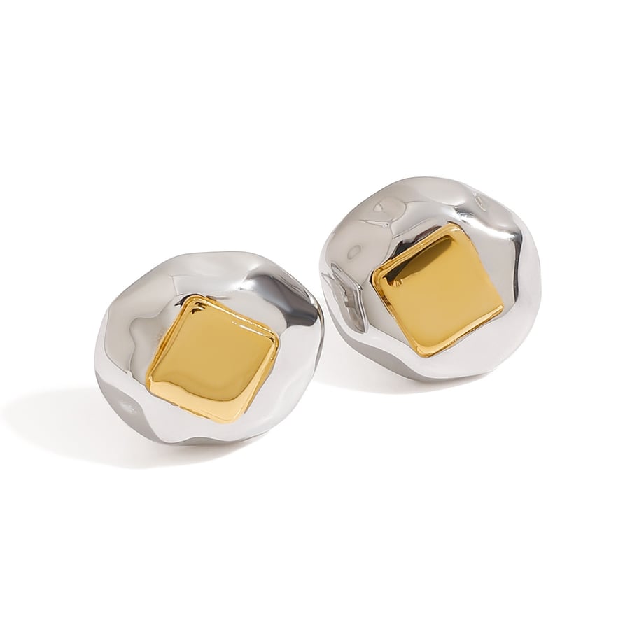 1 Pair Simple Stainless Steel Gold & Sliver Mixed Color Women's Stud Earrings Picture5