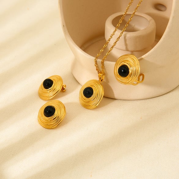 Pendientes de mujer de acero inoxidable color dorado de la serie Simplicity