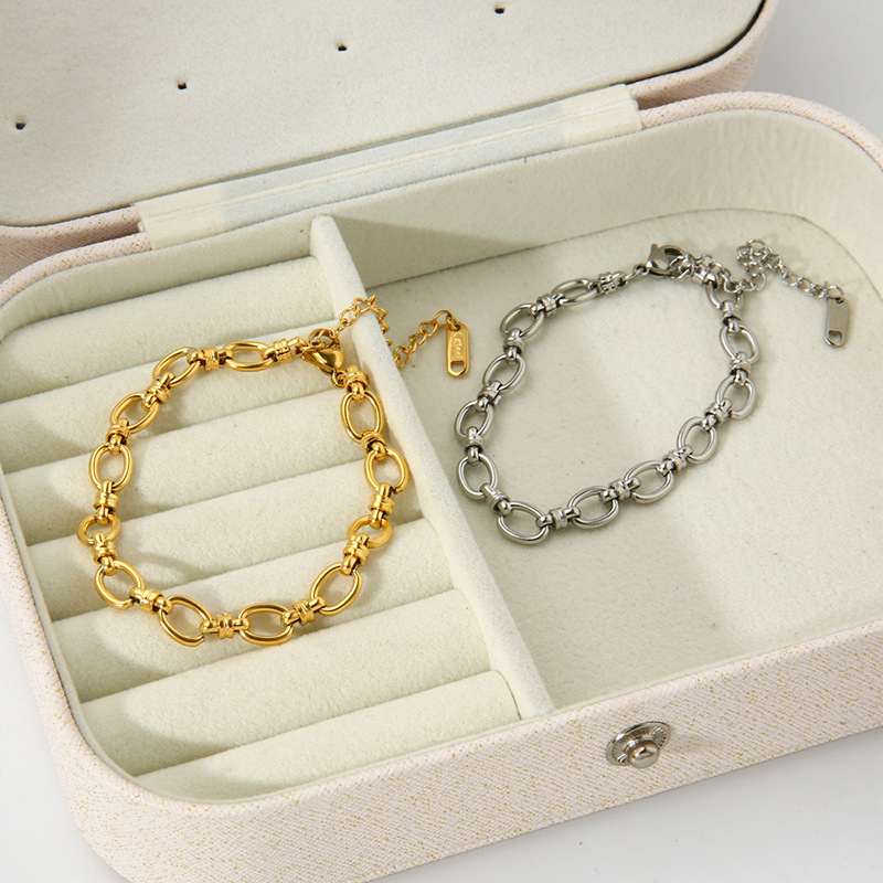 Simplicity Series Gold Color Stainless Steel Chain Bracelet Picture3