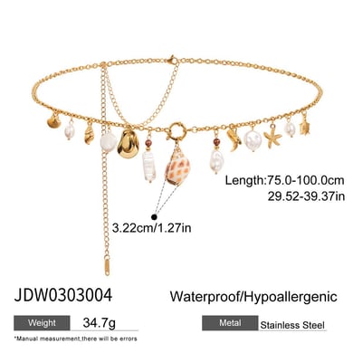 style stainless steel gold color shell waist cha h5 Picture2