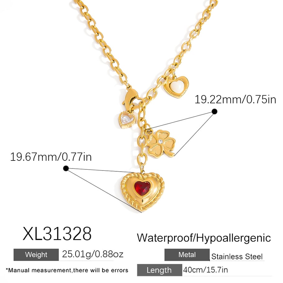 Exquisite Heart Stainless Steel Gold Color Women's Pendant Necklaces Picture2