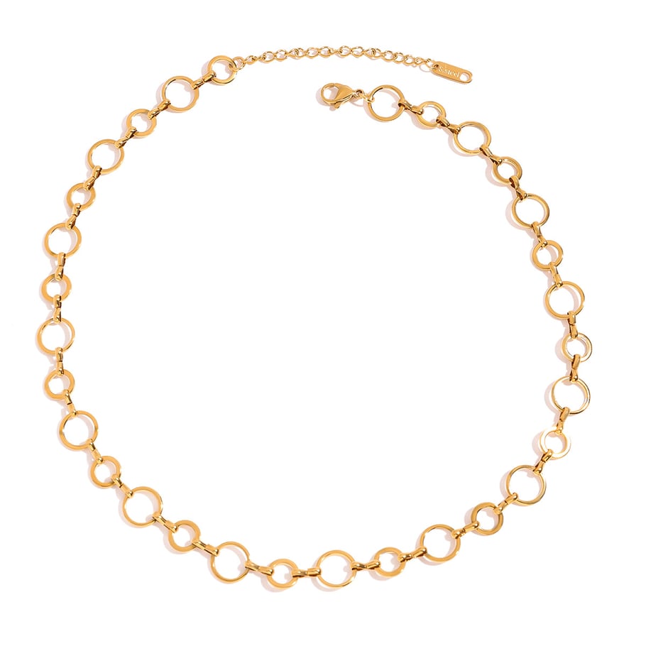 1 pieza de cadena clásica de serie simple de acero inoxidable color dorado collares de cadena para mujer Imagen8
