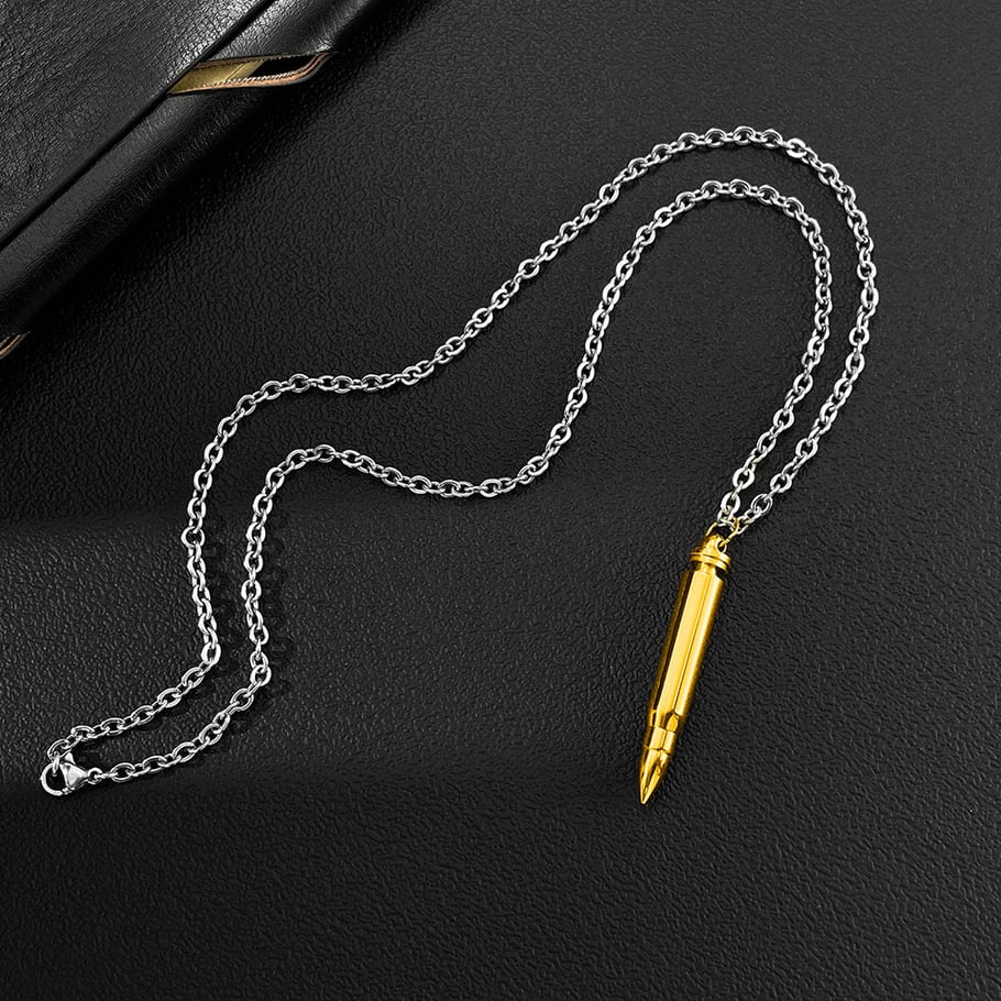 1 Piece Sleek Bullet Stainless Steel Men's Necklaces Picture4