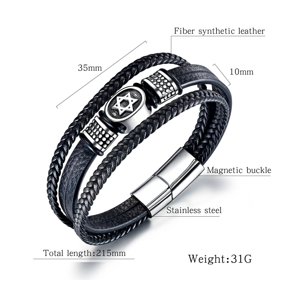 1 Piece Chic Hexagram Stainless Steel Men's Bracelets Picture5