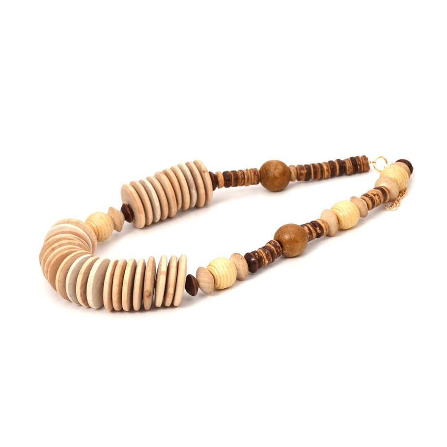 1 Piece Vintage Geometric Wood Chip Women's Beaded Necklaces Picture5