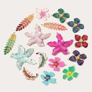 1 Stück verzierte Serie bunte Blumen Edelstahl Gold Farbe Damen Anhänger h5 Bild3