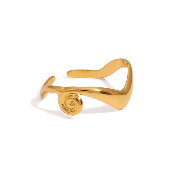 1 Stück Simple Series Einfache geometrische Edelstahl Goldfarbene verstellbare Damenringe 2