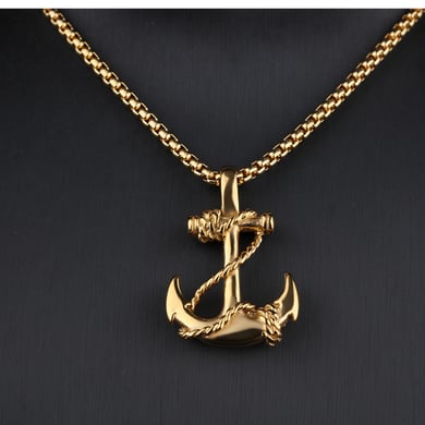 1 Piece Punk Boat Anchor Stainless Steel Men's Necklaces h5 Picture2