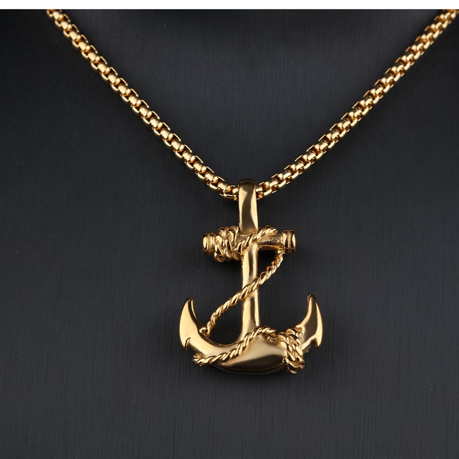 1 Piece Punk Boat Anchor Stainless Steel Men's Necklaces Picture2