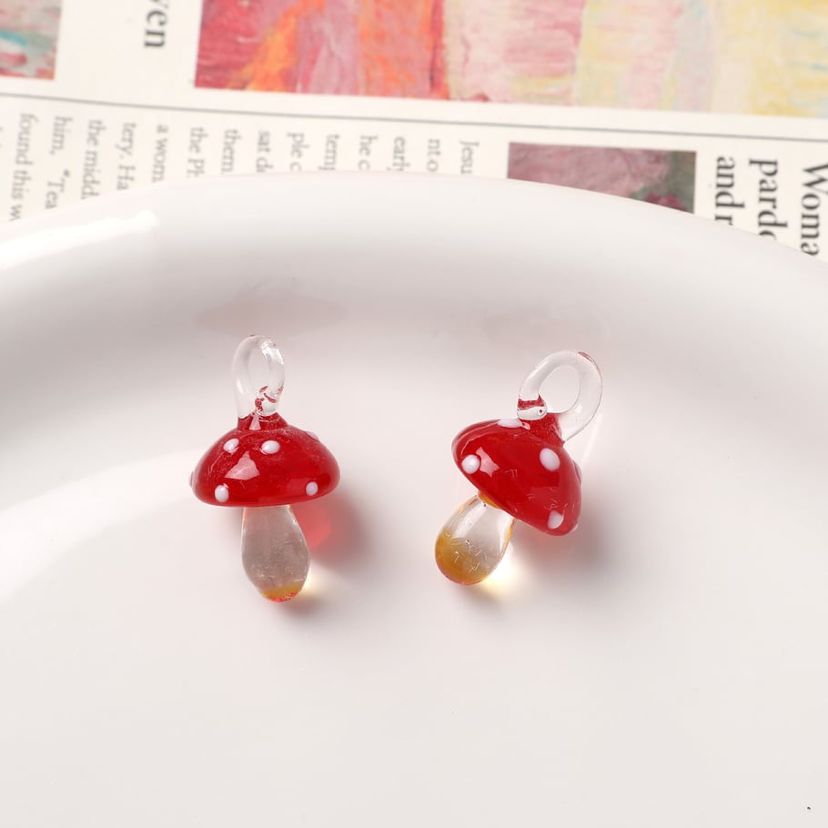 1 Piece Colorful Mushroom Glass DIY Women's Pendants 