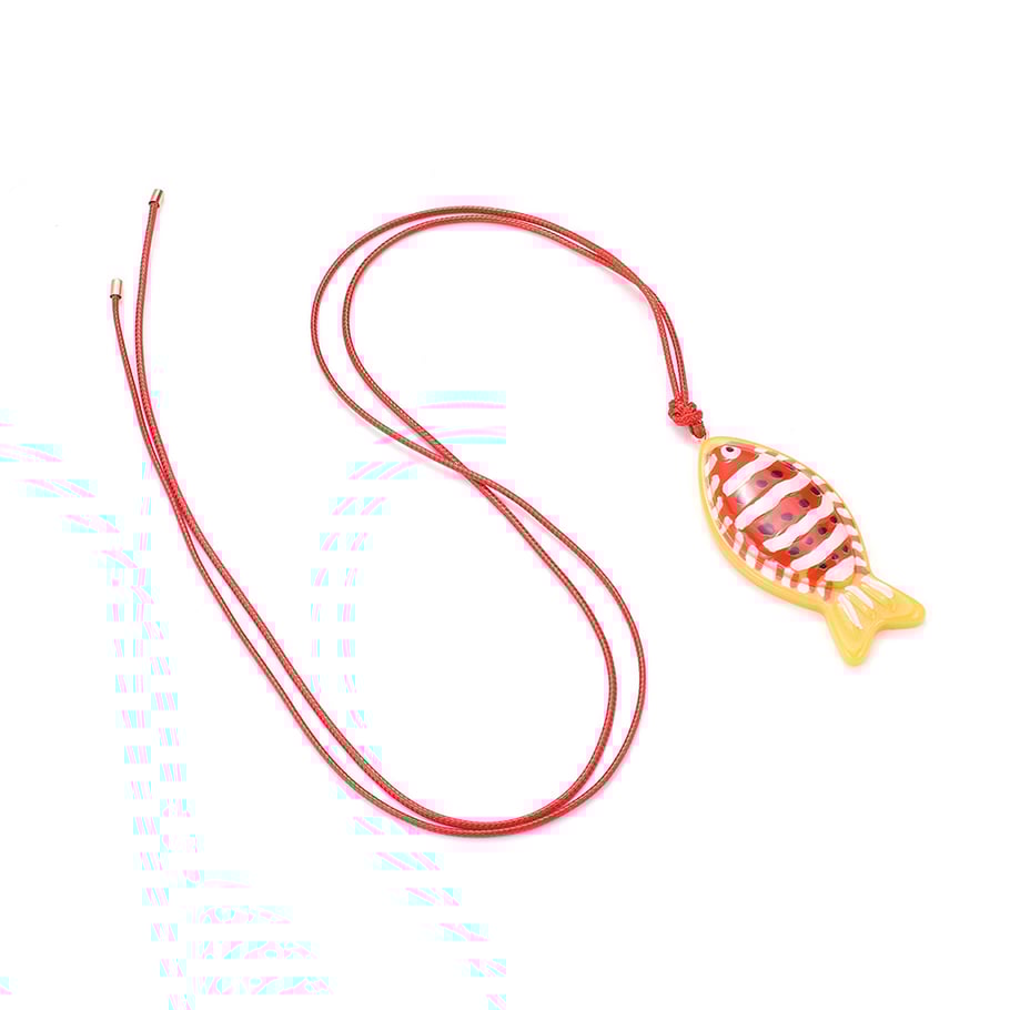 1 Piece Cute Braided Rope Resin Fish Pendant Necklace Picture3