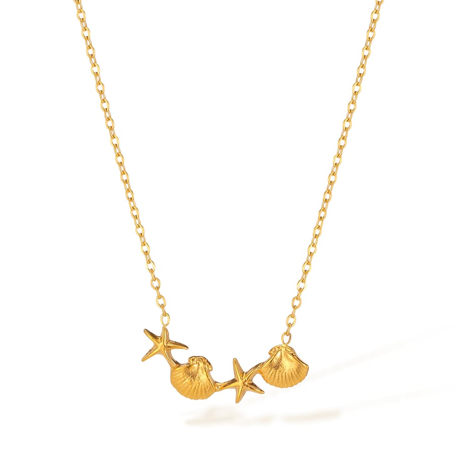 1 Piece Vacation Series Marine Starfish Stainless Steel Gold Color Women's Pendant Necklaces Picture6
