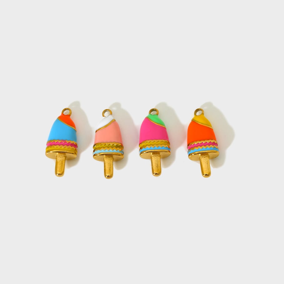 Cute Colored Enamel - Dripping Ice - cream DIY Stainless Steel Pendant Picture4