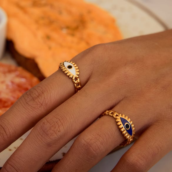 Anelli regolabili in acciaio inossidabile color oro con motivo retrò 2