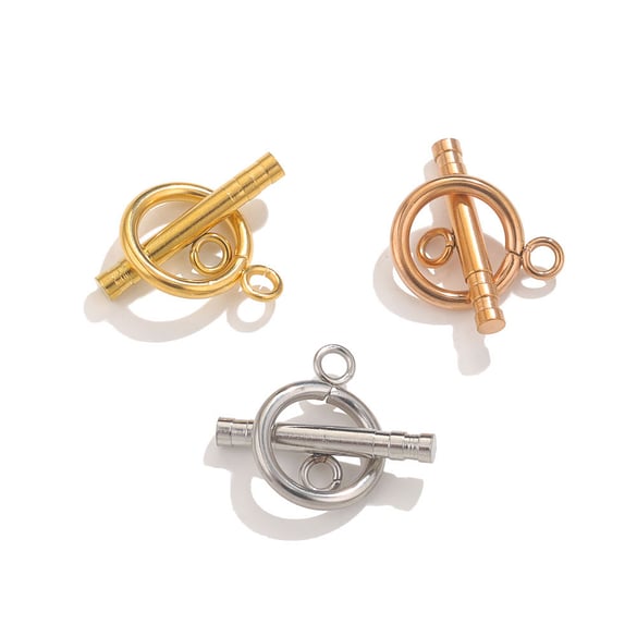 1 pezzo fai da te con chiusura a forma di O&amp;T in acciaio inossidabile color oro, pendenti da donna 2