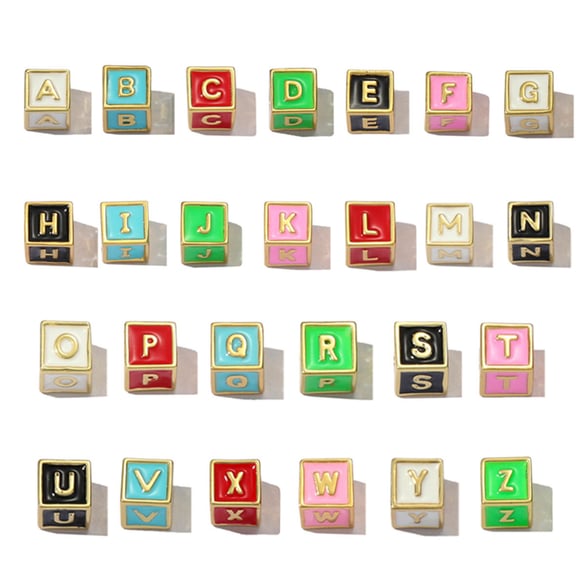 Sophisticated Colorful Letter Cubic Copper Gold Color Pendants