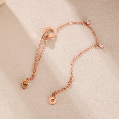 1 Piece Gorgeous Series Daily Roman Numerals Circle Stainless Steel Gold Color Women's Chain Bracelets h5 Picture3