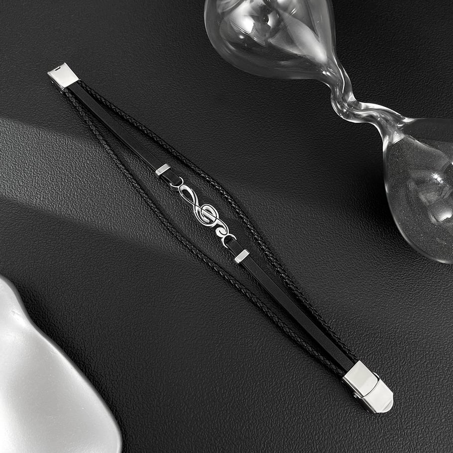 1 Piece Stylish Note Leather Men's Bracelets Picture4