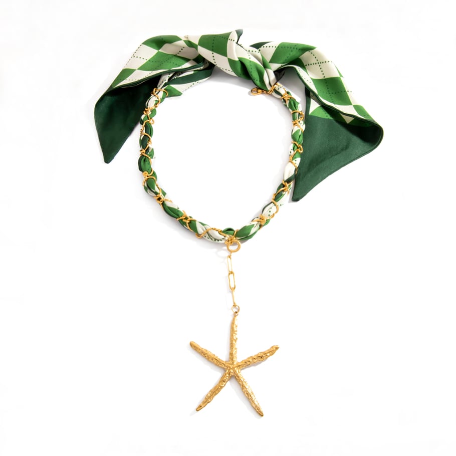 Casual Starfish Stainless Steel  Gold Color Pendant Necklaces 