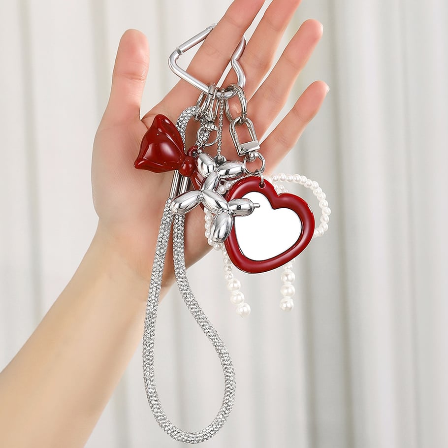 Mini Mirror Shape of Heart Bag Charms Picture4