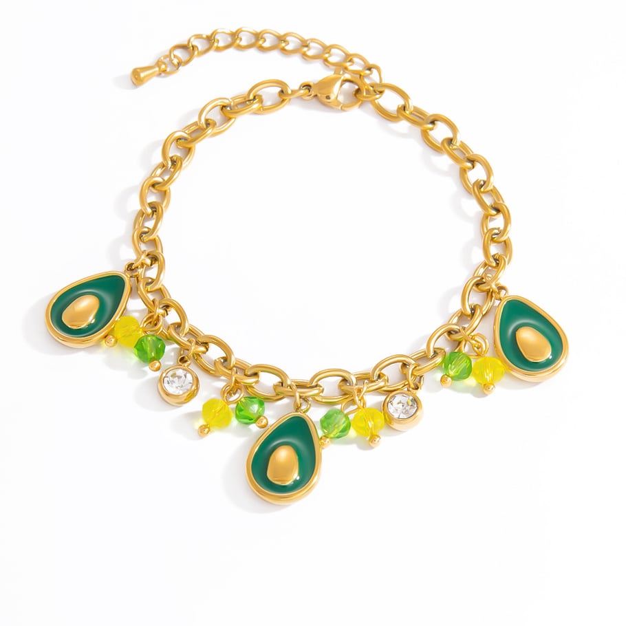 1 Piece Intricate Series Vivid Avocado Stainless Steel Gold Color Women's Charm Bracelets Picture6