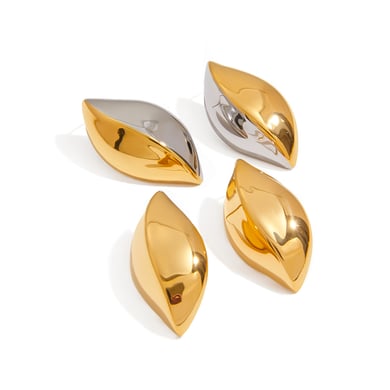 Einfache Blätter Edelstahl Gold Farbe Ohrstecker h5 Bild4