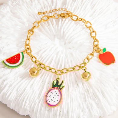 Designable Fruits Stainless Steel Colorful Women's Charm Bracelets h5 Picture4
