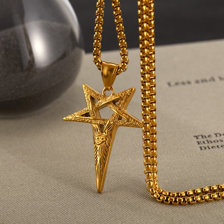 Punk Five-pointed Star Stainless Steel Men's Pendant Necklaces Picture8