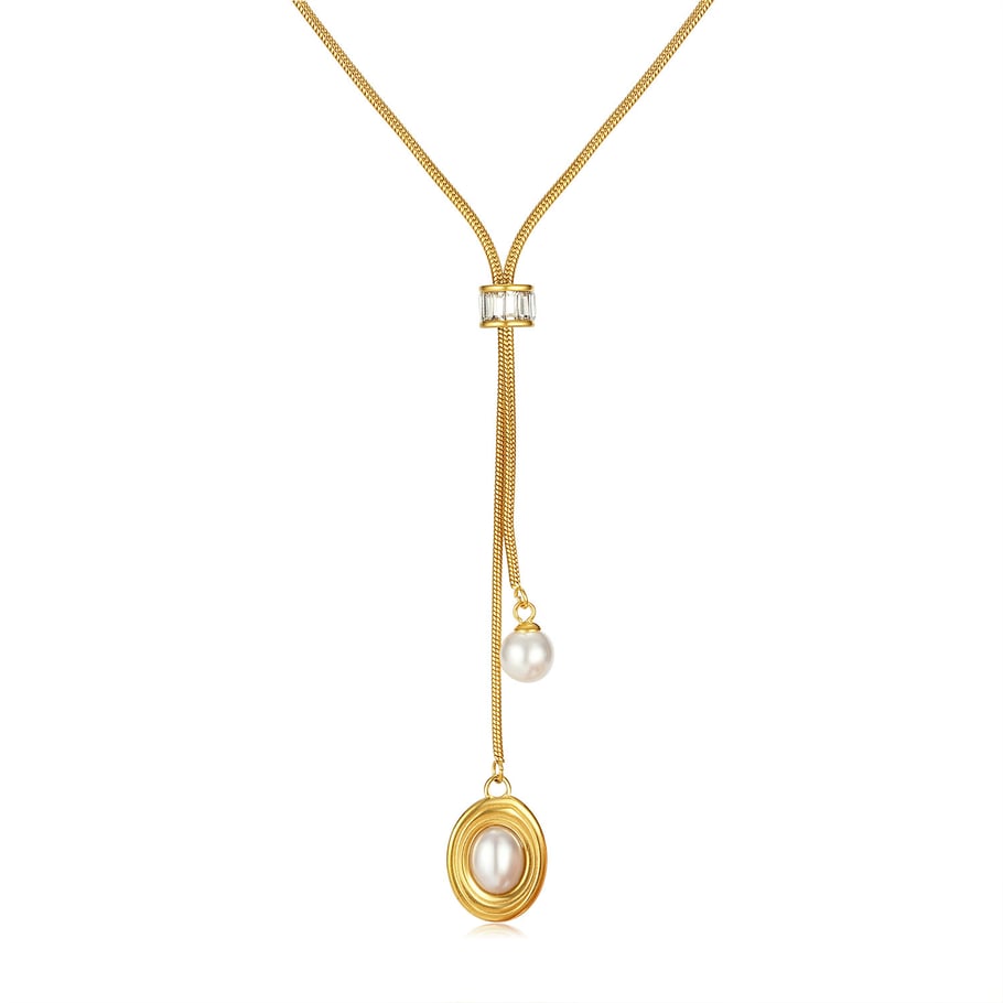Collar de cadena de acero inoxidable con borlas elegantes de serie simple de 1 pieza para mujer Imagen6