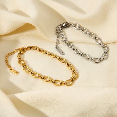 Simplicity Series Gold Color Stainless Steel Chain Bracelet h5 Picture2