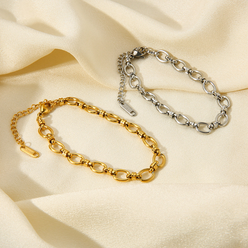 Simplicity Series Gold Color Stainless Steel Chain Bracelet Picture2