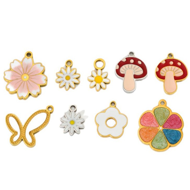 Cute Flower Mushroom DIY Stainless Steel Pendant Picture5