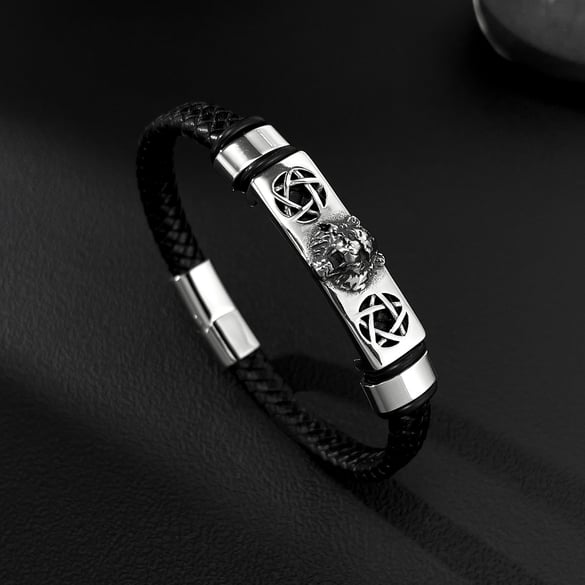 1 Stück Herrenarmbänder aus Edelstahl mit Leopardenkopf