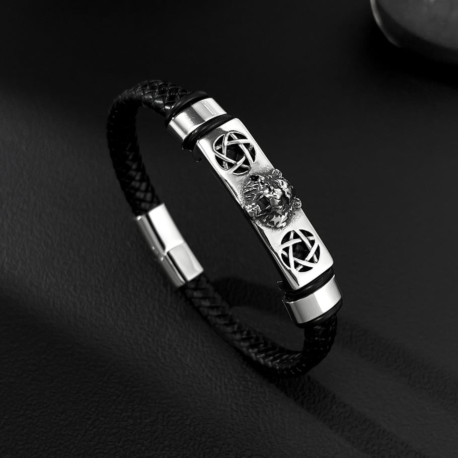 1 Piece Leopard Head Stainless Steel Men's Bracelets Picture2