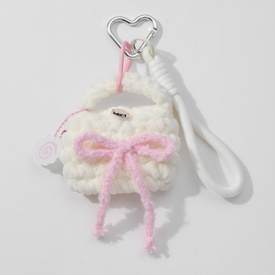 1 Piece Cute Woolen Mini Bag Love Heart with Cherry Bag Charms Picture4