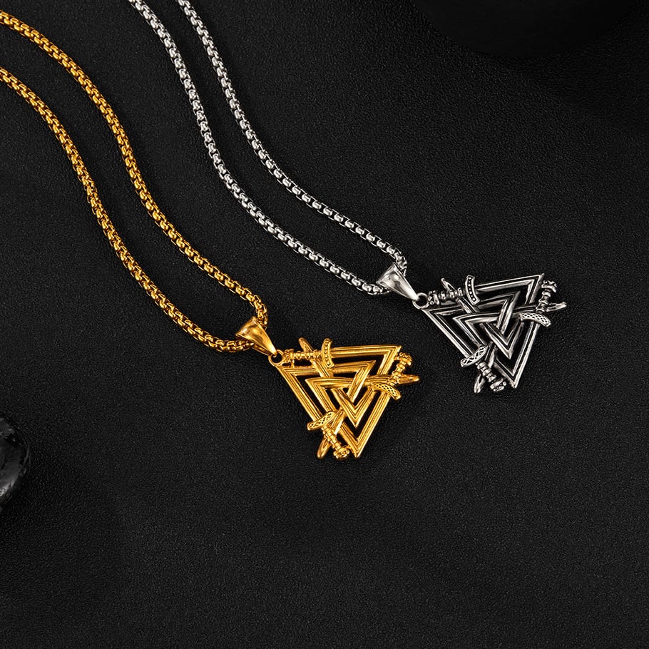 Collier avec pendentif triangulaire en acier inoxydable pour homme, 1 pièce Image8