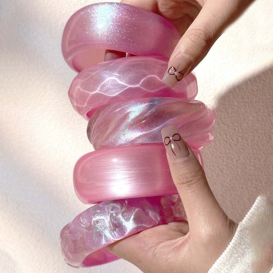 Schlichtes geometrisches rosa Armband für Damen Bild4