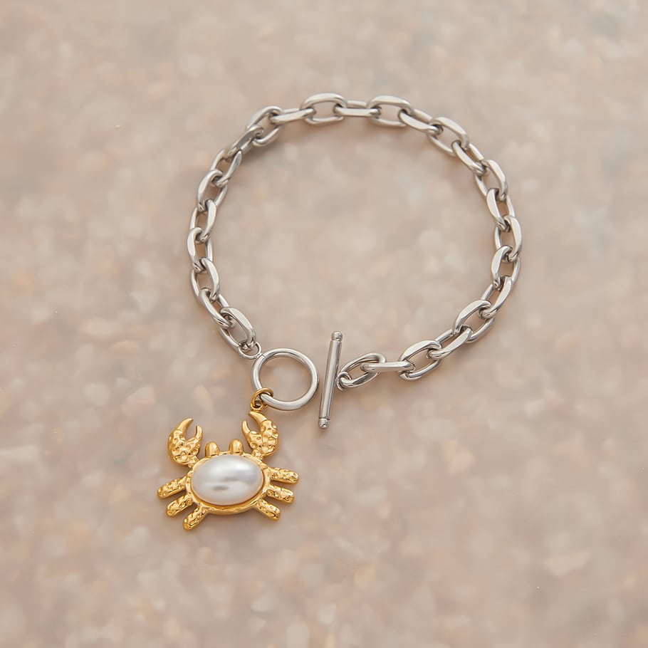 Cute Crab Stainless Steel Mixed Color Charm Bracelets Picture5